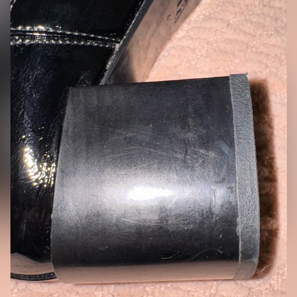 Zara stretch chunky heel boots  Patent leather style. Size 41= US 10 GUC - Picture 12 of 14